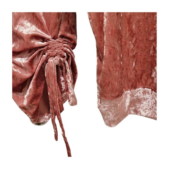 Ro&De Velvet Crewneck Top Gathered Cuff Salmon Pink Sz M Medium - Picture 3 of 8